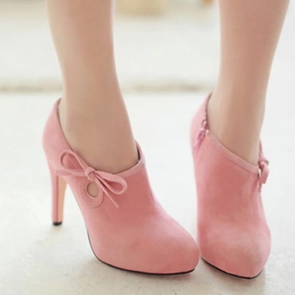 pink heeled boots